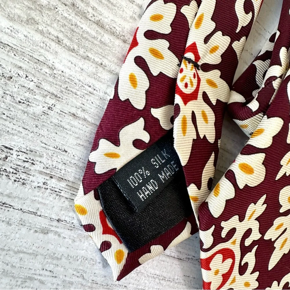 VERA BRADLEY for BAEKGAARD Floral Retro 100% Silk Handmade Tie